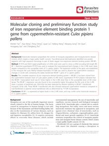 Molecular cloning and preliminary function study of iron responsive element binding protein 1 gene from cypermethrin-resistant Culex pipiens pallens