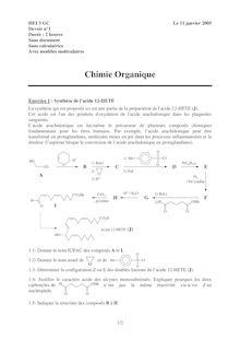 HEI chimie organique 2005 chimie partiel