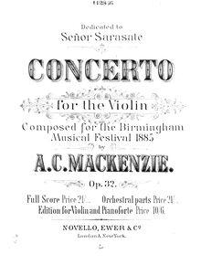 Partition complète, violon Concerto, C♯ minor, Mackenzie, Alexander Campbell