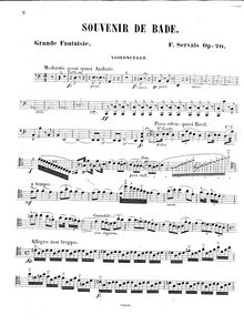 Partition Solo partition de violoncelle, Souvenir de Bade - Grande Fantaisie, Op.20