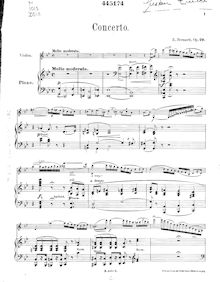 Partition violon et partition de piano, violon Concerto, Op.29, G minor