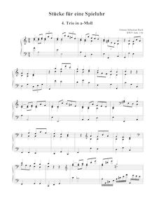 Partition Trio en A minor [BWV Anh.136], 18 pièces pour a Musical Clock