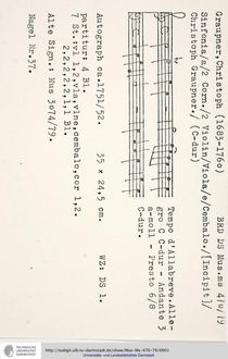 Partition complète et parties, Sinfonia en C major, GWV 505