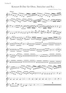 Partition violons II, hautbois Concerto en B-flat major, B♭ major par Friedrich Christian Friese