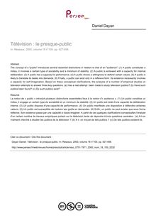 Télévision : le presque-public - article ; n°100 ; vol.18, pg 427-456
