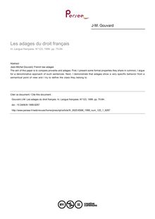 Les adages du droit français - article ; n°1 ; vol.123, pg 70-84