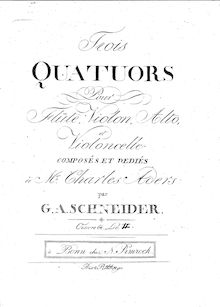 Partition flûte, 6 flûte quatuors, Op.62, Quatuors pour flûte, violon, alto et violoncelle