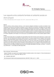 Les rapports entre solidarité familiale et solidarité sociale en droit comparé - article ; n°1 ; vol.51, pg 51-81