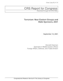 Terrorism: Near Eastern Groups and State Sponsors, 2001