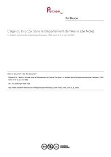 L âge du Bronze dans le Département de l Aisne (2e Note) - article ; n°6 ; vol.6, pg 333-336