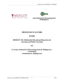 Protocole d accord entre merlot  the multimedia educational