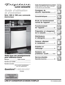 Notice Lave-vaisselle Frigidaire  FDB1502RGQ0