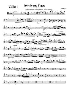 Partition Prelude seulement, violoncelle  No.5, C minor, Bach, Johann Sebastian