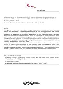 Du mariage et du concubinage dans les classes populaires à Paris (1846-1847) - article ; n°4 ; vol.33, pg 803-829