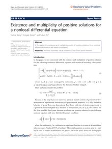 Existence and multiplicity of positive solutions for a nonlocal differential equation