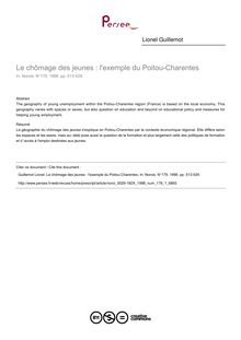 Le chômage des jeunes : l exemple du Poitou-Charentes - article ; n°1 ; vol.179, pg 513-529