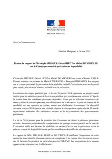 Communiqué de Manuel Valls sur le compte pénibilité