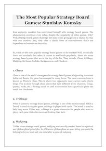 The Most Popular Strategy Board Games: Stanislav Komsky