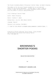 Browning s Shorter Poems