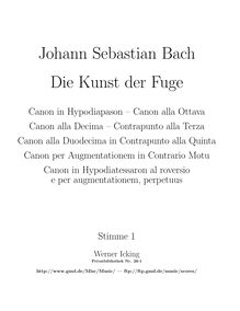 Partition violon Soprano , partie, pour Art of pour Fugue, Die Kunst der Fuge