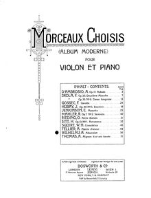 Partition violon et partition de piano, Albumblatt, Wilhelmj, August
