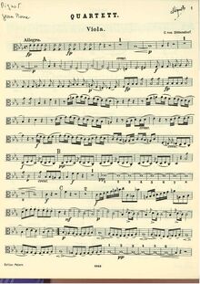 Partition viole de gambe, corde quatuor No. 5 en E Flat, Dittersdorf, Carl Ditters von