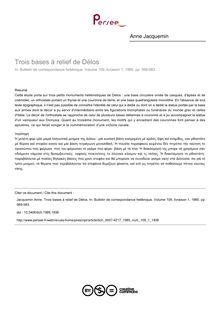 Trois bases à relief de Délos - article ; n°1 ; vol.109, pg 569-583