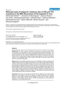 Molecular basis of telaprevir resistance due to V36 and T54 mutations in the NS3-4A protease of the hepatitis C virus