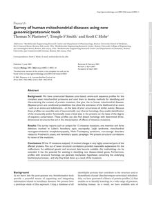 Survey of human mitochondrial diseases using new genomic/proteomic tools
