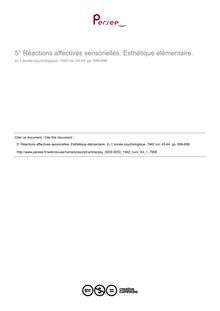 Réactions affectives sensorielles. Esthétique élémentaire. - compte-rendu ; n°1 ; vol.43, pg 696-698