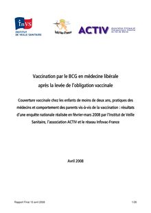 Vaccination par le BCG en médecine libérale après la levée de l obligation vaccinale