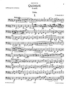 Partition Tuba, quintette No.1, Op.5, Brass Quintet No.1, Op.5, Ewald, Victor par Victor Ewald