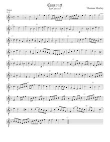 Partition ténor viole de gambe, octave aigu clef, pour First Booke of chansonnettes to Two Voyces