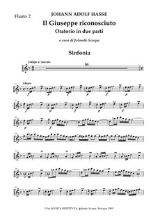 Partition flûte 2, Il Giuseppe riconosciuto, Oratorio en 2 parties