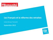 CSA : Les Français et la réforme des retraites