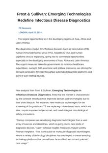 Frost & Sullivan: Emerging Technologies Redefine Infectious Disease Diagnostics