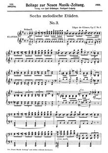 Partition No.3, 6 melodische Etüden, Op.17, Glimes, Edgar de