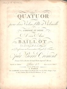 Partition violoncelle, corde quatuor No.1, G major, Crémont, Pierre