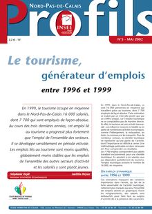 Le Tourisme, générateur d emplois entre 1996 et 1999