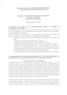 Epreuve d actualité 2005 IEP Grenoble - Sciences Po Grenoble
