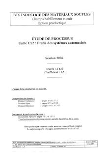Etude des systèmes automatisés 2006 Productique BTS Industries des matériaux souples