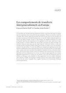 Les comportements de transferts intergénérationnels en Europe