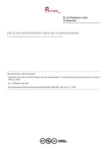 De la non-discrimination dans les investissements - article ; n°1 ; vol.9, pg 35-63