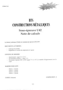 Note de calculs 2007 BTS Constructions métalliques