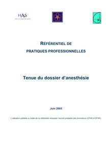 Dossier d anesthésie - Dossier d’anesthésie Référentiel 2005