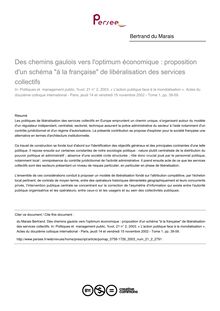 Des chemins gaulois vers l optimum économique : proposition d un schéma à la française de libéralisation des services collectifs - article ; n°2 ; vol.21, pg 39-59