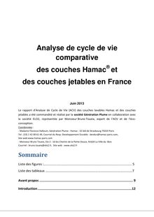 Rapport ACV Hamac - Couches lavables et couches jetables