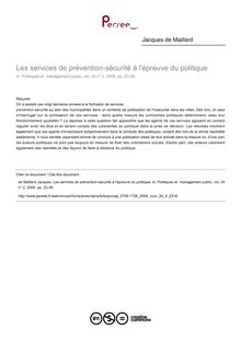 Les services de prévention-sécurité à l épreuve du politique - article ; n°2 ; vol.24, pg 23-39