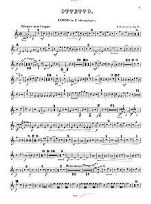 Partition cor (en F), Octet, Op.9, Rubinstein, Anton