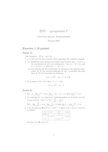 Corrige BTSAE Mathematiques 2005